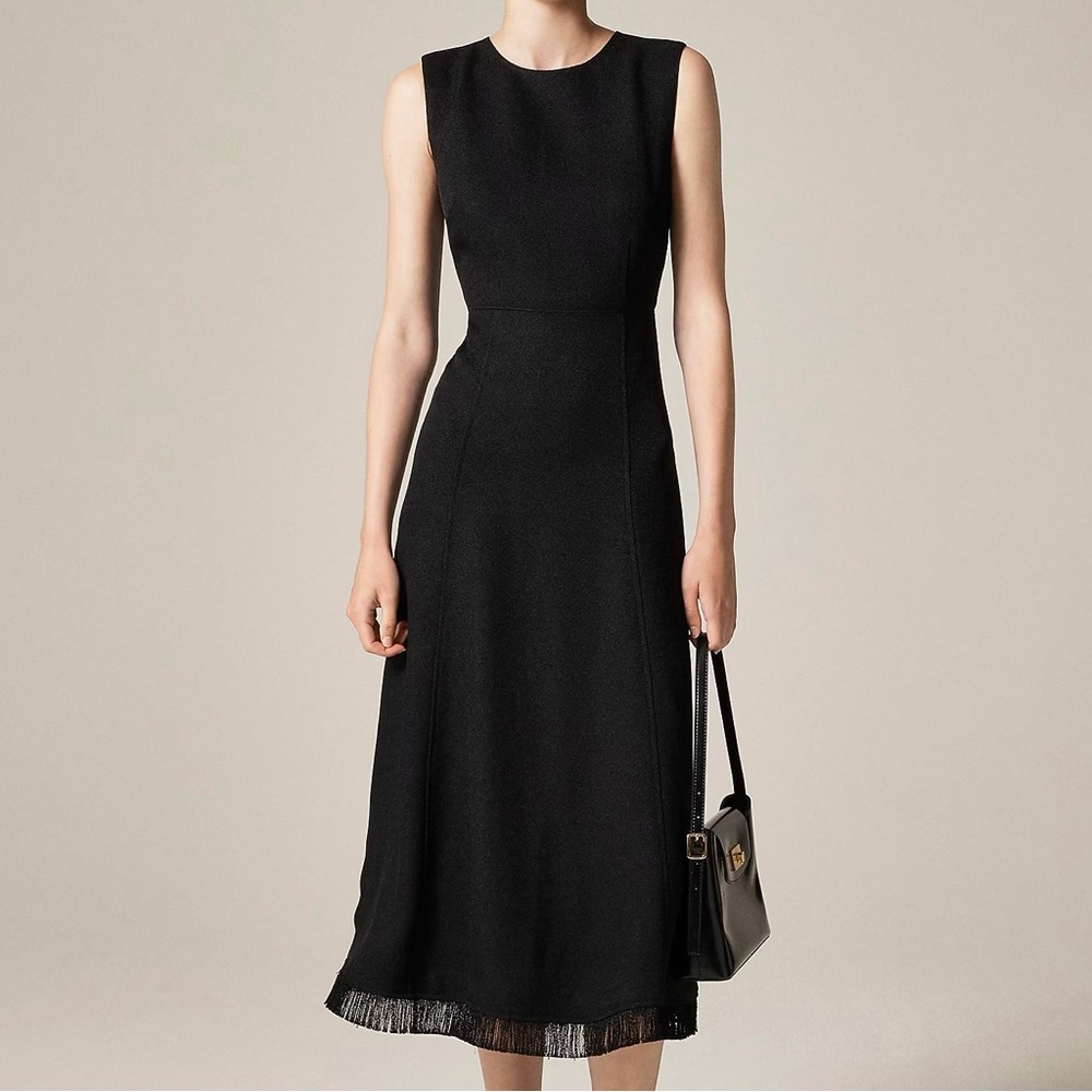 NWT J Crew Fringe Trim Midi Dress in Bouclé